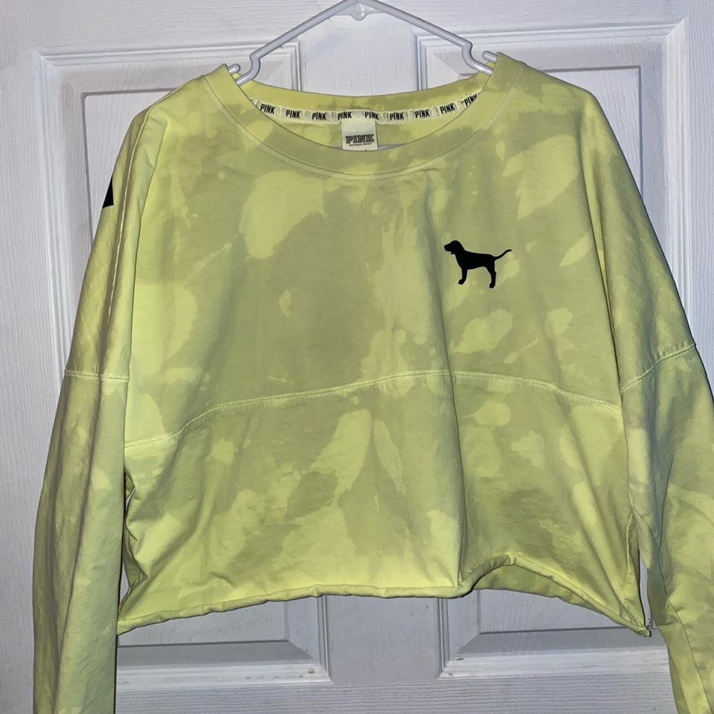 Custom bleach dyed PINK cropped long sleeve
